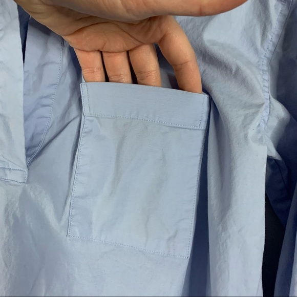 Theory Womens Solid Light Blue Wide Placket Popover Shirt Blouse Cotton Small S - Picture 10 of 13